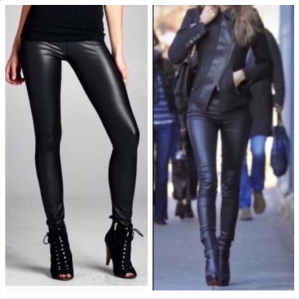 Black faux leather leggings - Picture 4 of 7
